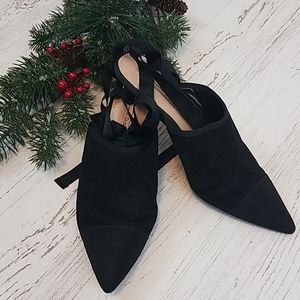 Massimo Dutti Lace Up Kitten Heels